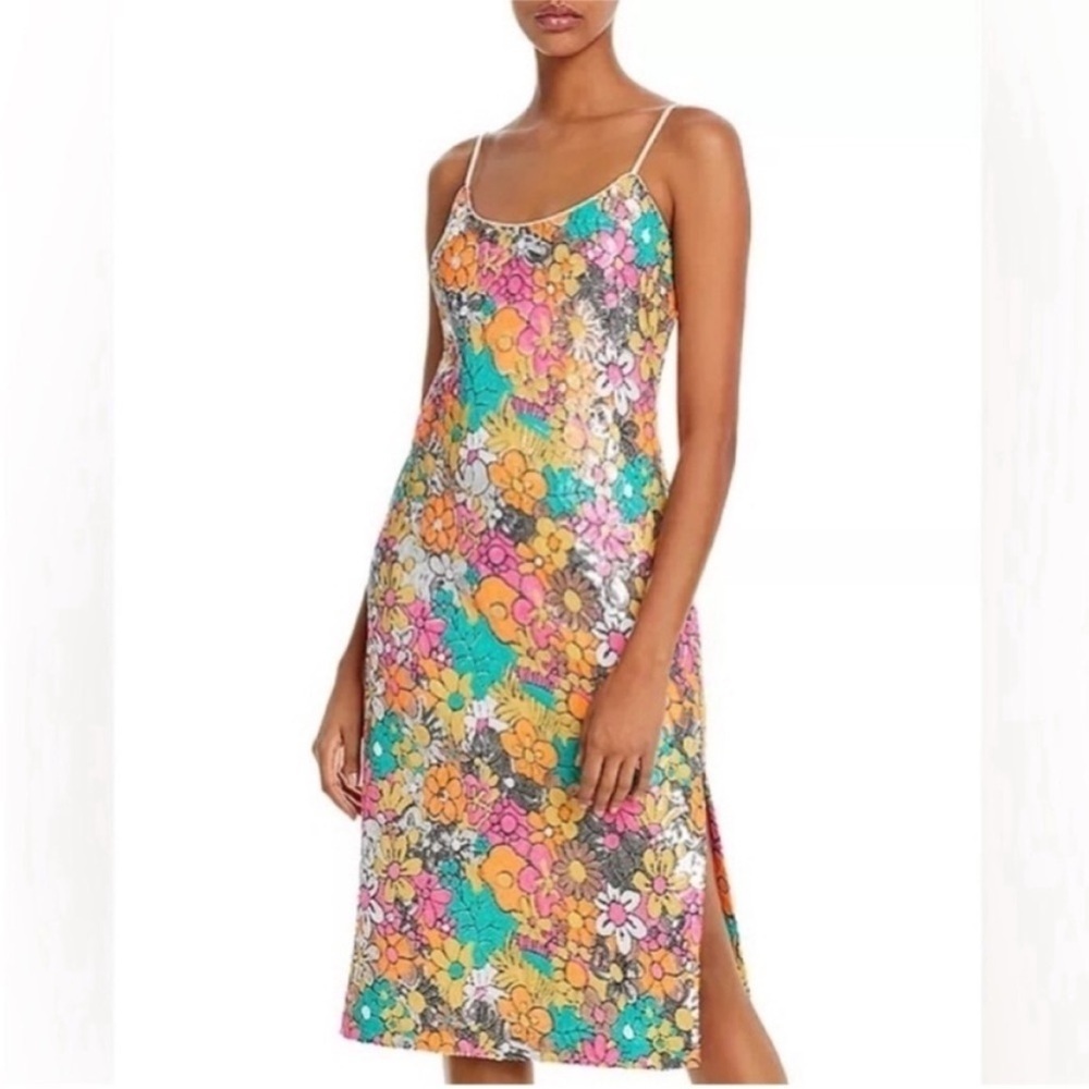NWT Milly Annie Floral Sequin Midi Dress - Picture 2 of 10